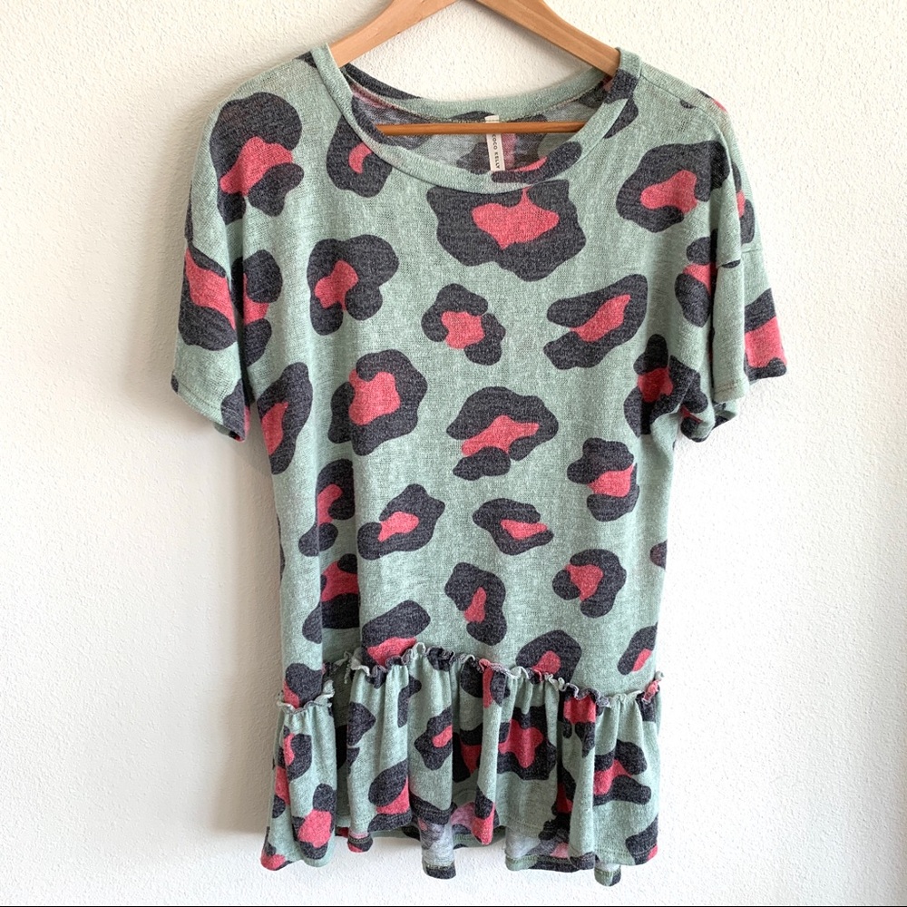 Coco Kelly Ruffle Animal Print Top